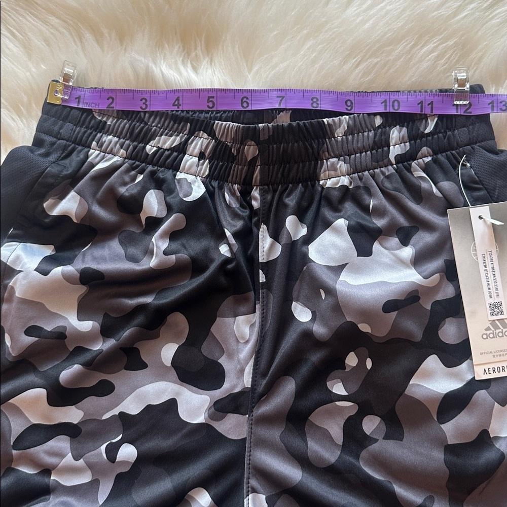 adidas Boys Core Camo Print Shorts Color Black Size L(14/16) NWT - Picture 7 of 9